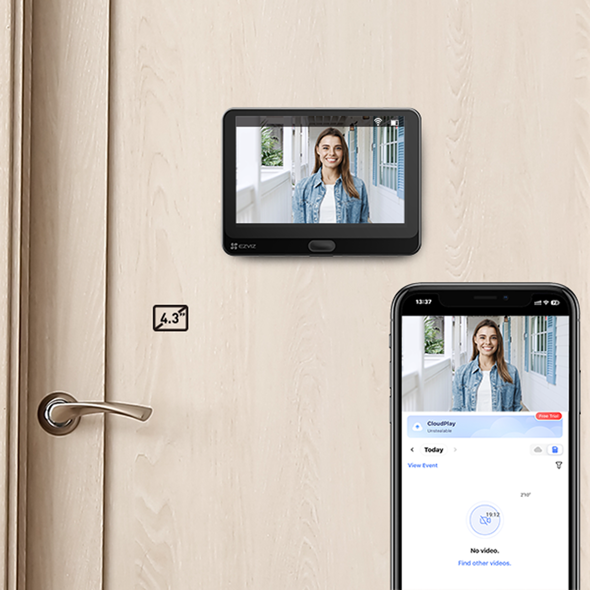 Bộ Camera chuông cửa có màn hình không dây Ezviz thông minh HP4
