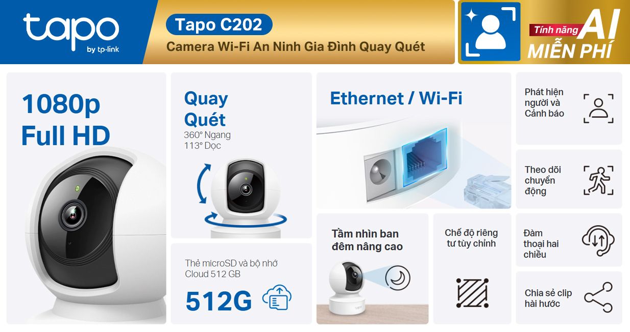 Camera IP 360 độ 2MP TP-Link Tapo C202