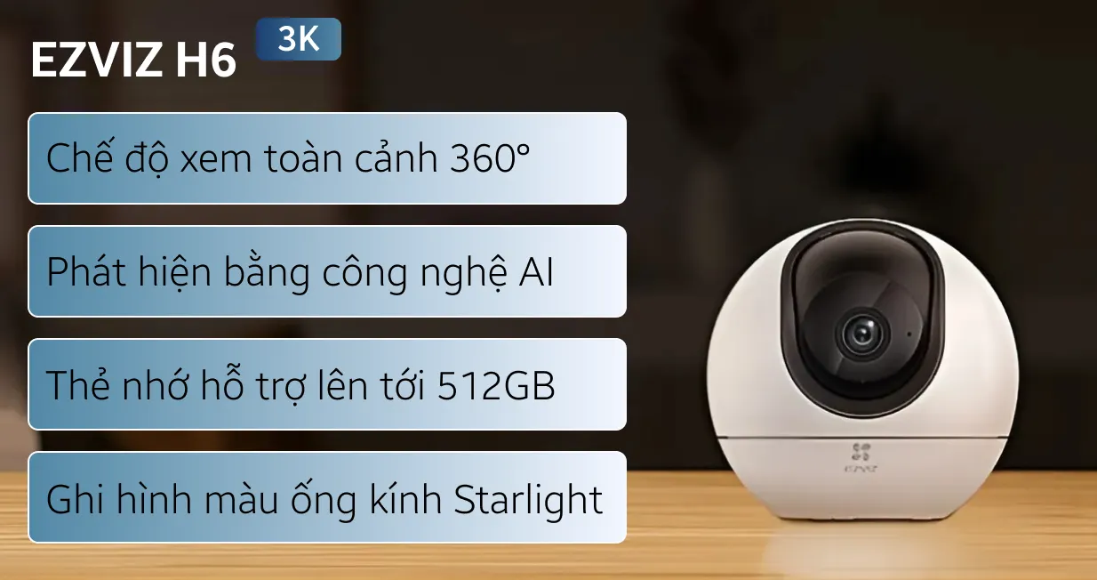 Camera IP 360 độ 5MP Ezviz H6C 3K