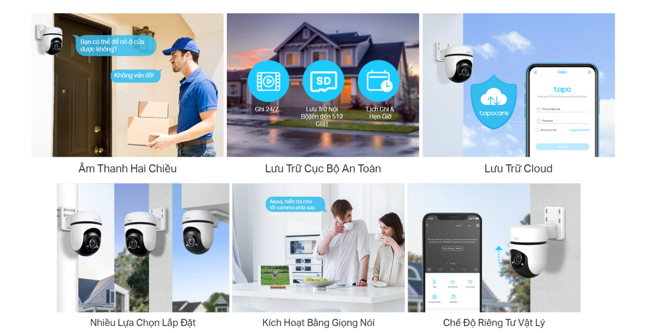 Camera IP ngoài trời 360 độ 2MP TP-Link Tapo TC40 1080p
